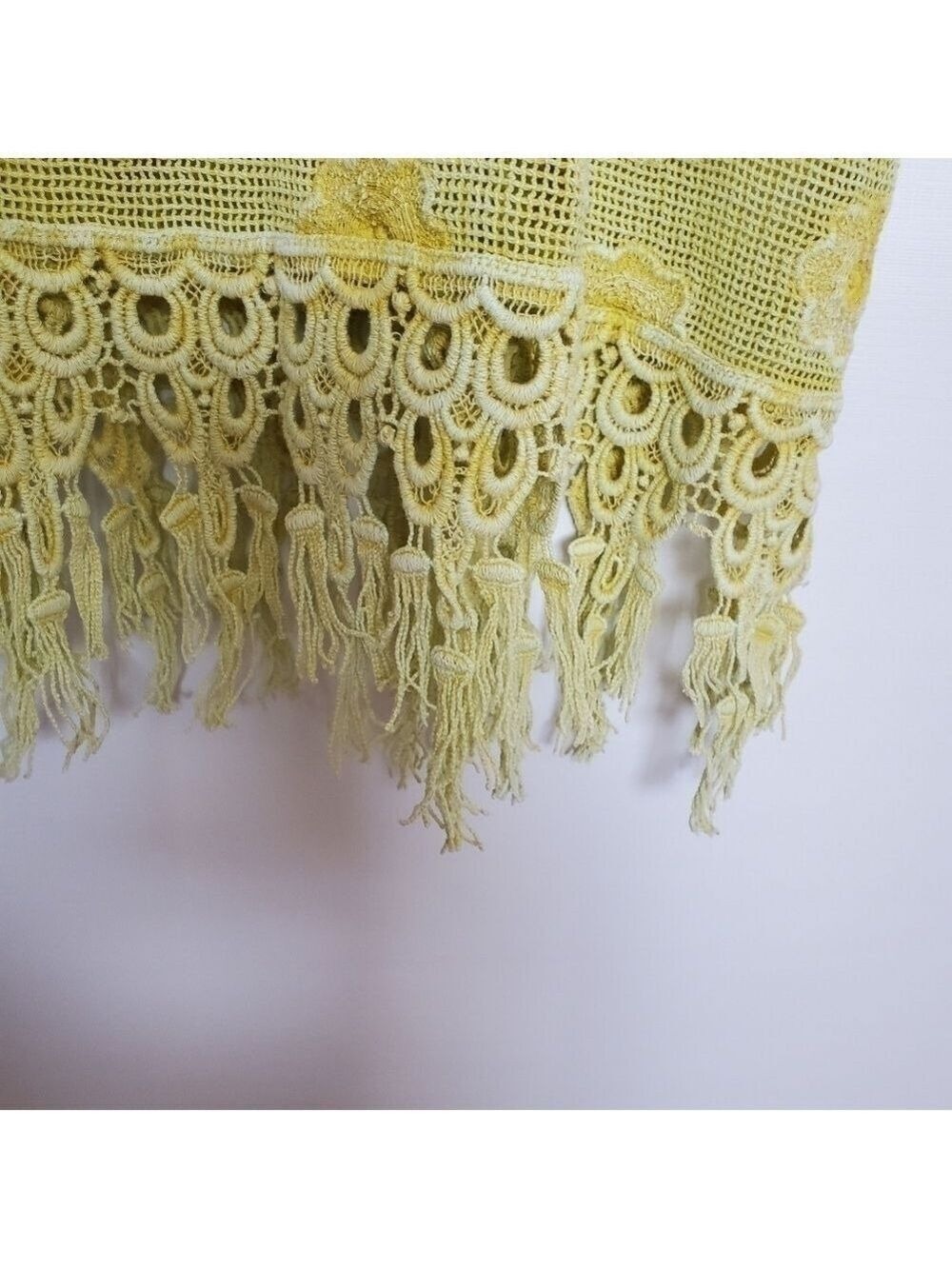 LANGUAGE DRESS SLEEVELESS FRINGE MUSTARD YELLOW EMBROIDERED FLORAL WOMANS ( XL ) - Picture 8 of 15